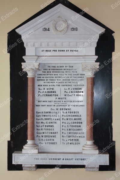 Memorial in the congregation of First Bailieborough